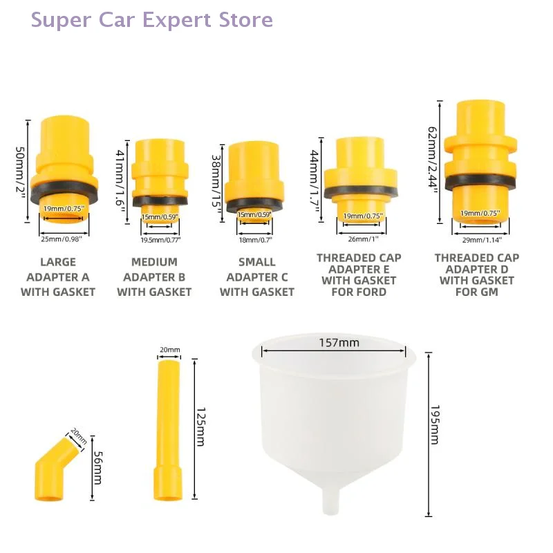 

15-Piece Car Maintenance Kit Universal Anti-Spill Plastic Funnel Coolant Oil Pour Instrument Accessory Set for Vehicle Care