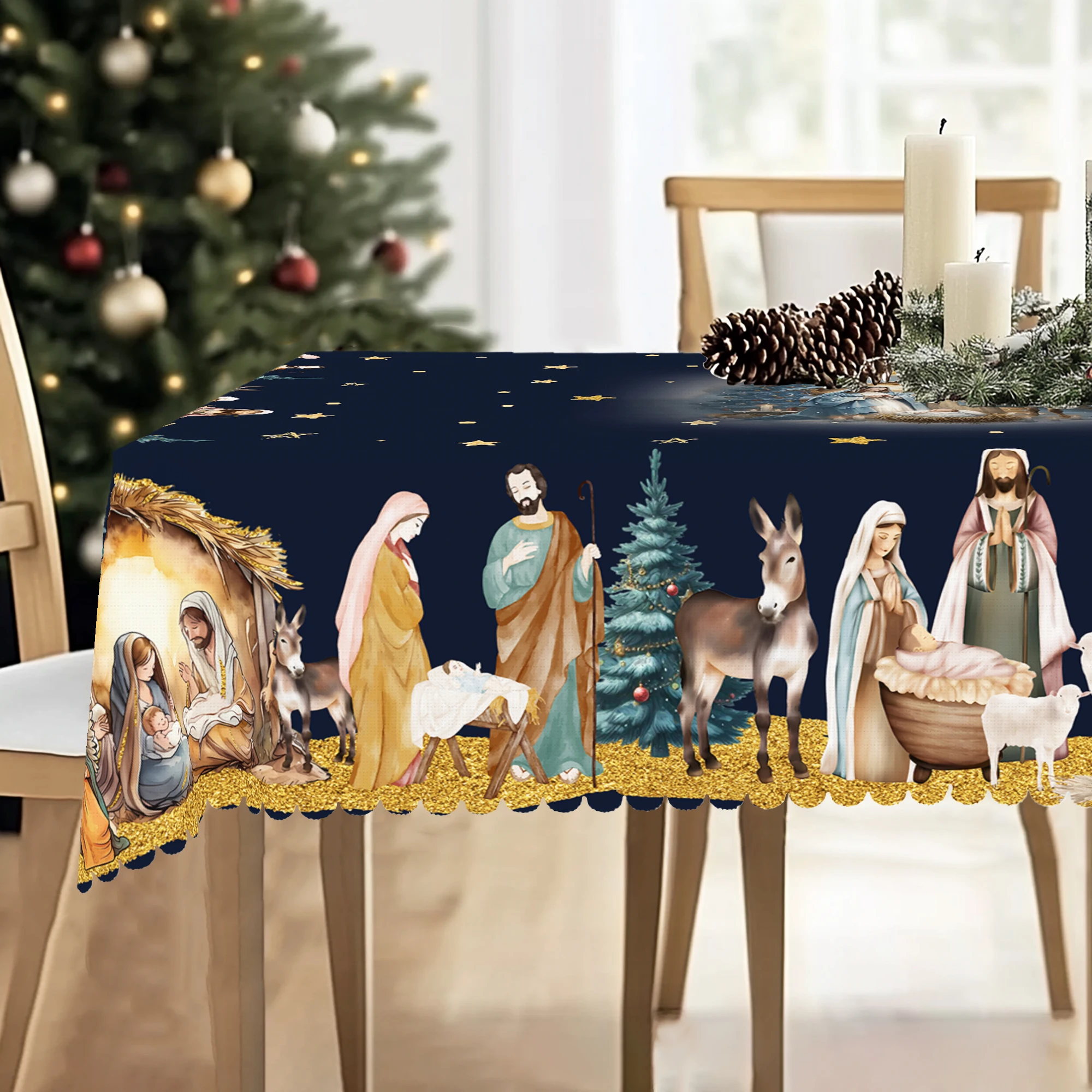 1Pc Christmas Tablecloth with  - đánh giá và giá Desk Setup Wallpaper
