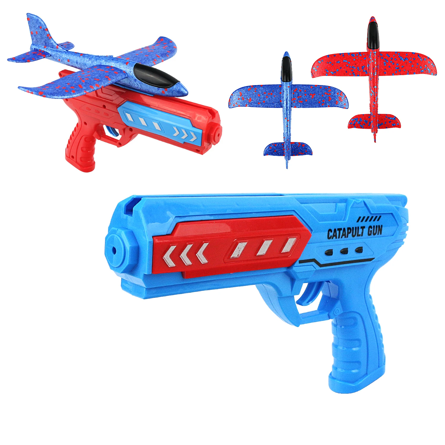 

Children's Outdoor Ejection foam Aircraft Flying Hand Throwing Glider Gun One Button Flying Toy