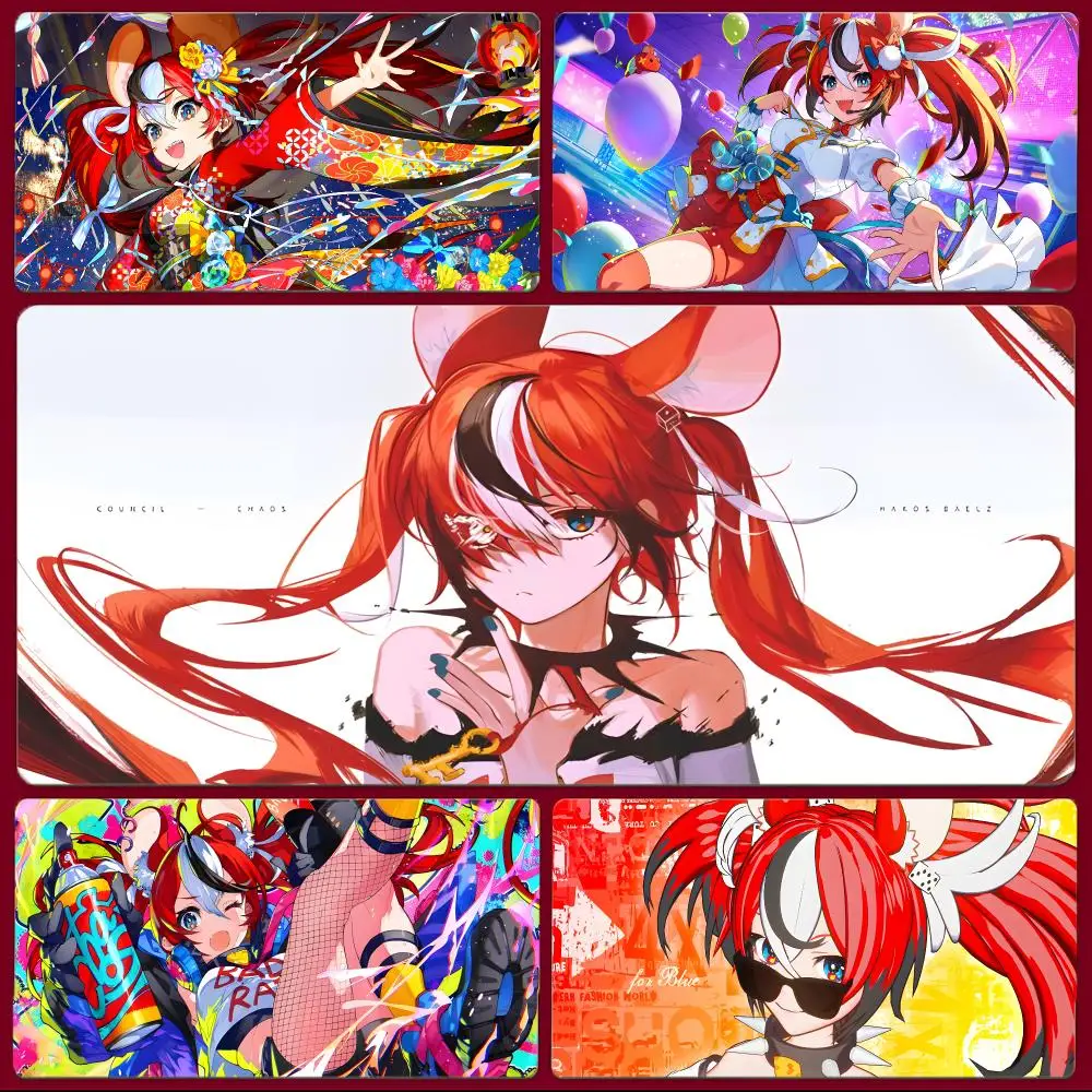 vtuber streaming H-Hakos Baelz Mouse Pad Large Gaming Mousepad with Stitched Edges Thickened Desk Mat PC