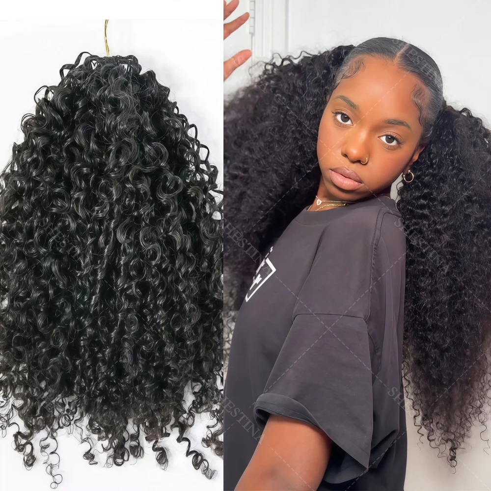 

12A Афро-кудрявые вьющиеся человеческие волосы, вязанные крючком, маленькие спирали, вьющиеся перья, вязанные крючком, объемные наращивание человеческих волос для косички в стиле бохо