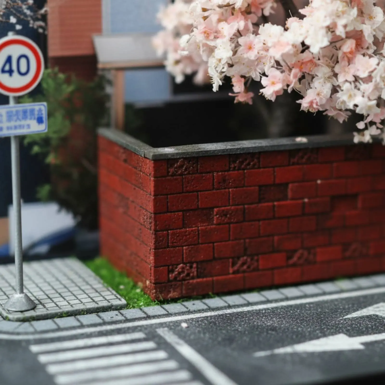 

Cherry Blossom Street Model Photography Decoration 1:64 Scale Scene Model Handmade Miniature Street Display High Intricacy