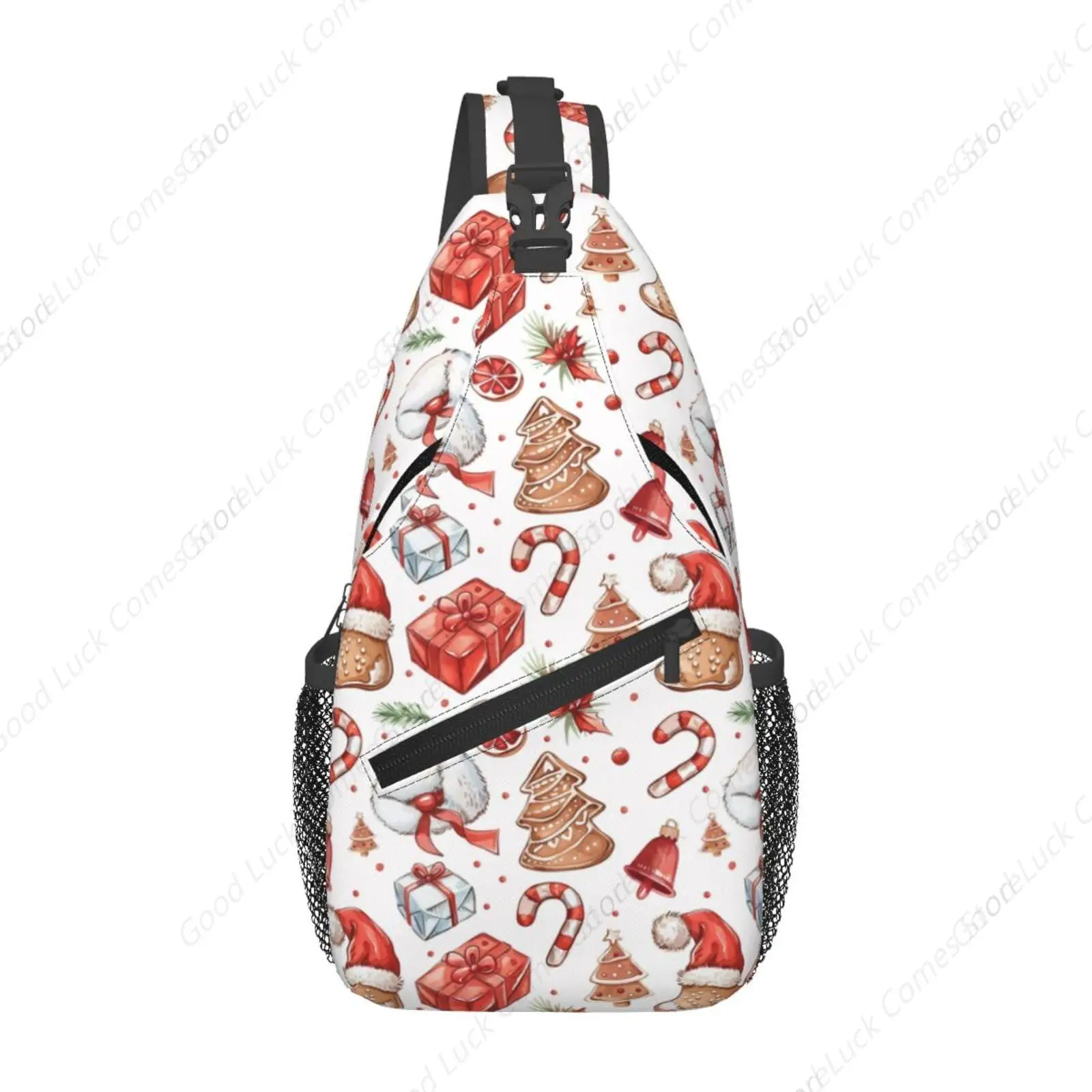 Christmas Crossbody Cat Sling Bag Adjustable Sweets and Gifts Chest Bag Snowman Shoulder Bag Sling Backpack Daypack