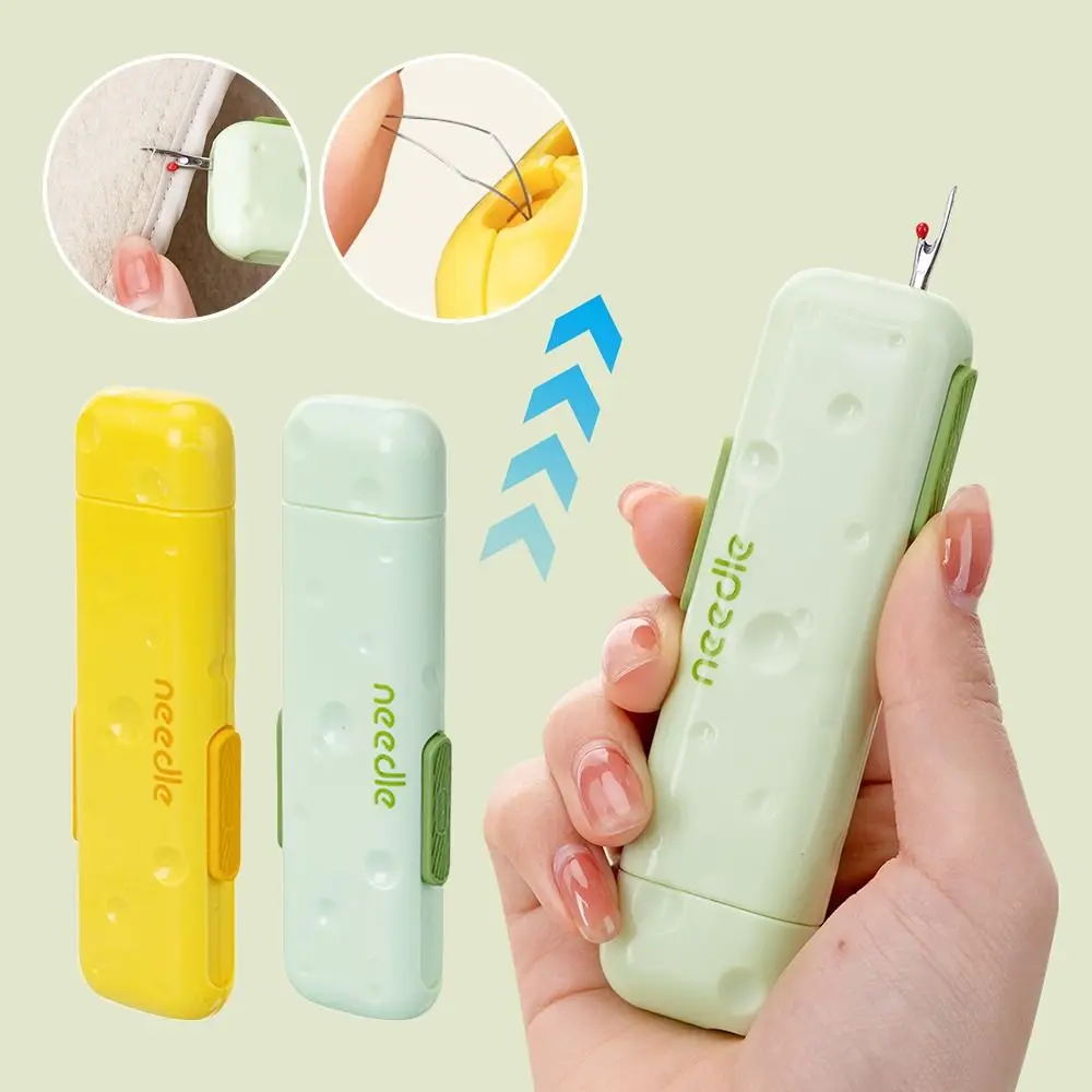 Multifunctional 3in1 Plug-in Needle Threader Stretchable Needlework Remover Needle Threading Tool Double Head Stitch Unpicker