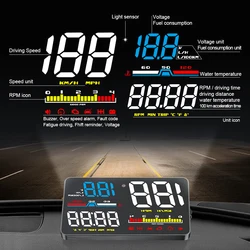 D5000 OBD2 Head Up Display Tachimetro per auto HUD Contagiri Parabrezza Projetor Allarme di velocità eccessiva Accessorio LED Elettronico Auto