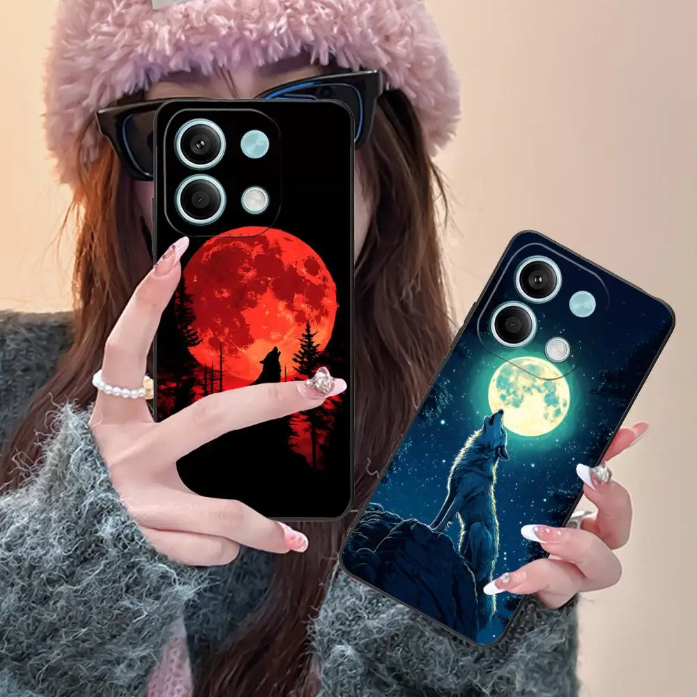 

Fashion Wolf Mobile Phone Case for POCO F6 F5 F4 F3 F2 Pro GT C40 Colour Printing Protective Smartphone Cellphones Luxury