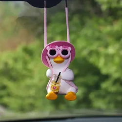 Car Accessorie Car Fragrance Gypsum Cute Anime Swing Duck Pendant Auto Rearview Mirror Ornaments Birthday Gift Auto Decoraction