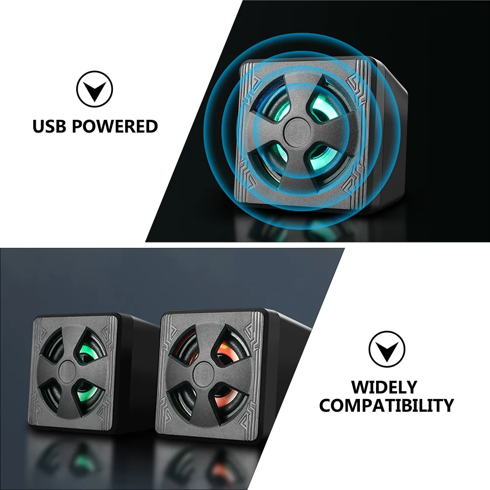 

2 pcs Portable Mini Speaker Rgb Lighting 360 Surround Sound Stereo Bass Desktop Computer Laptop External Loudspeaker