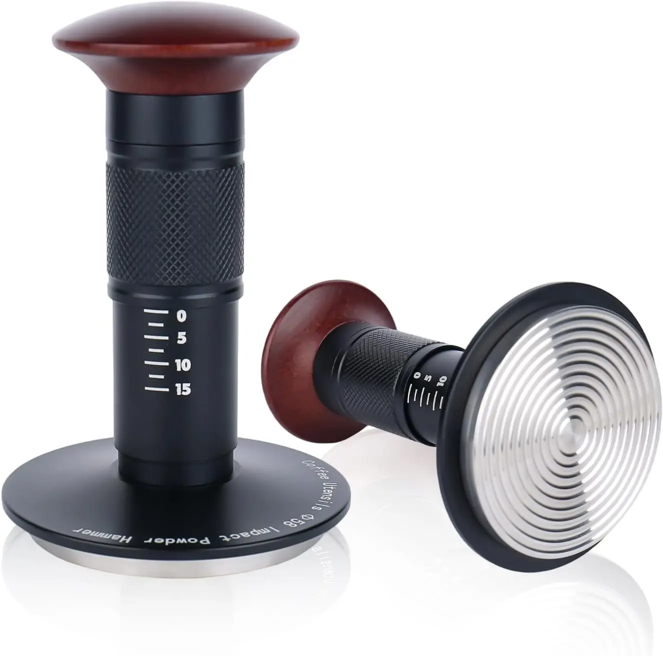 

Тампер со шкалой для кофемашины, ударный тампер, резьбовое дно, эластичный трамбовка постоянного давления, 51/53/58 мм