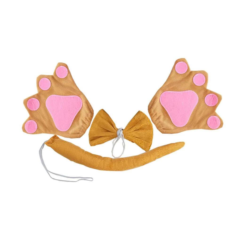 Kids Animal Headband Set with Tail and Bow Tie for Ox Cosplay Party
