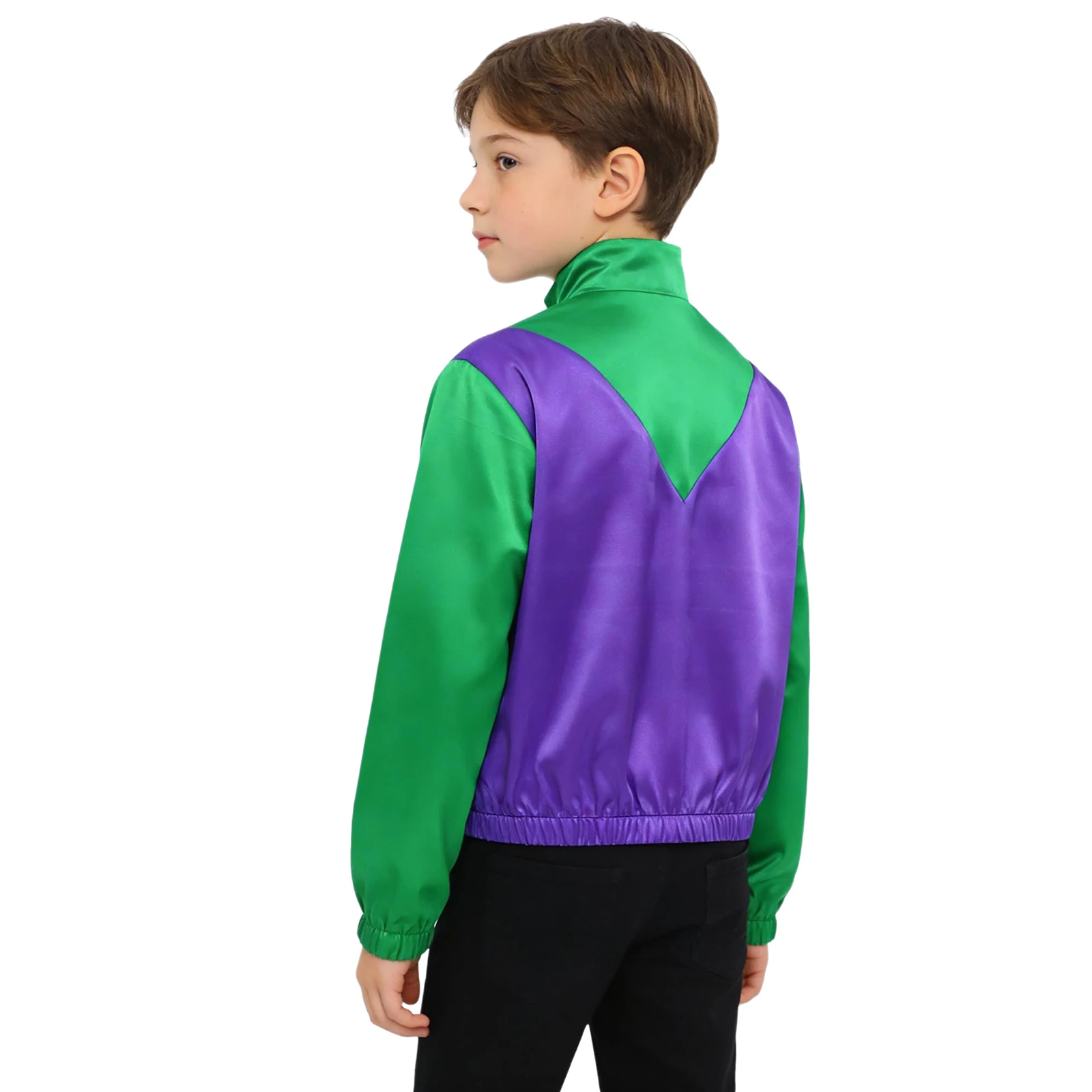 Kids Horse Rider Cosplay Jacket for Boys Halloween Equestrian Training Costume Color Block Long Sleeve Zippe Circus Coat Outwear