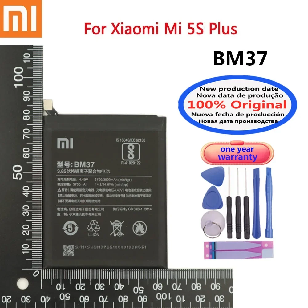 

New 3800mAh BM37 Original Battery For Xiaomi Mi 5S Plus 5SPlus MI5S Plus High Quality Phone Battery Bateria Deliver Fast