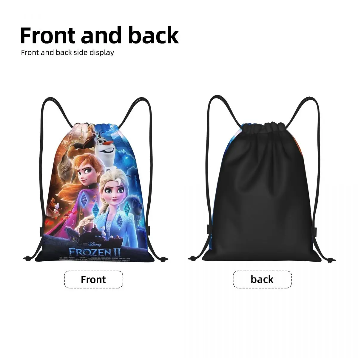 Custom Animated Movie Frozen Drawstring Backpack Bags Women Men Lightweight Cartoon Gym Sports Sackpack Sacks for Shopping