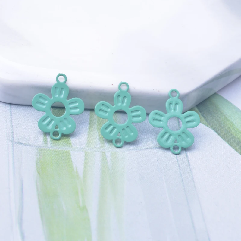 100 Stück/Lot AC10887 10*14mm Messing Kleine Blumen-Verbindungsstücke Bunte Schmuck-Ohrring-Accessoires – Detail 11