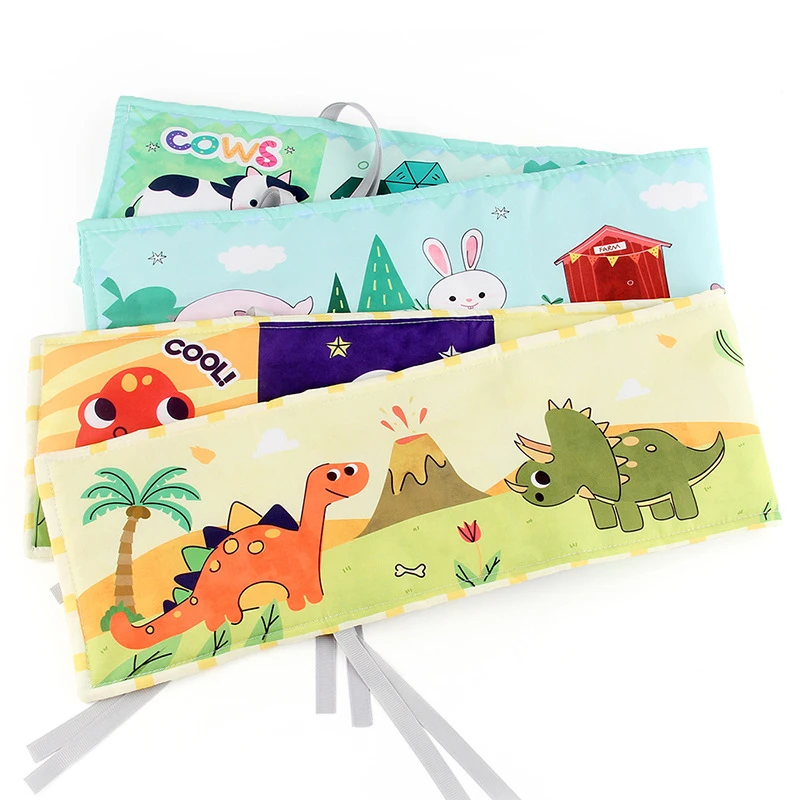 Детские игрушки Монтессори, детская тканевая книга для детей 0-12 месяцев, игрушки для кроватки новорожденных, тканевая книга для сенсорных занятий для малышей, ранние развивающие игрушки