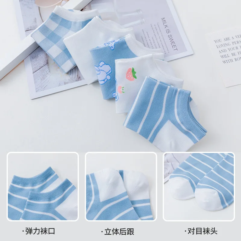 5/10 Pairs Children's Short Socks Thin Cute Cartoon Low Cut Cotton Socks Invisible High Quality Women's Sports Socks Short Socks