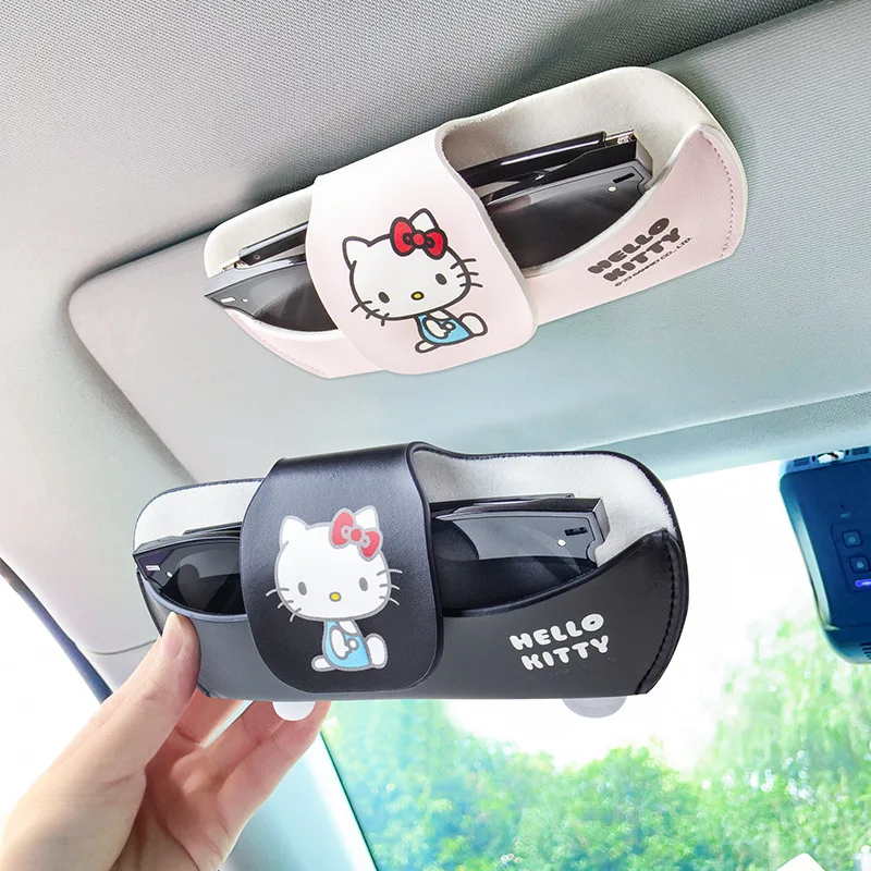 

Hello Kitty автомобильный ящик для хранения солнцезащитных очков, чехол для очков, зажим для очков, многофункциональные автомобильные аксессуары с героями мультфильмов, автомобильные аксессуары, подарок