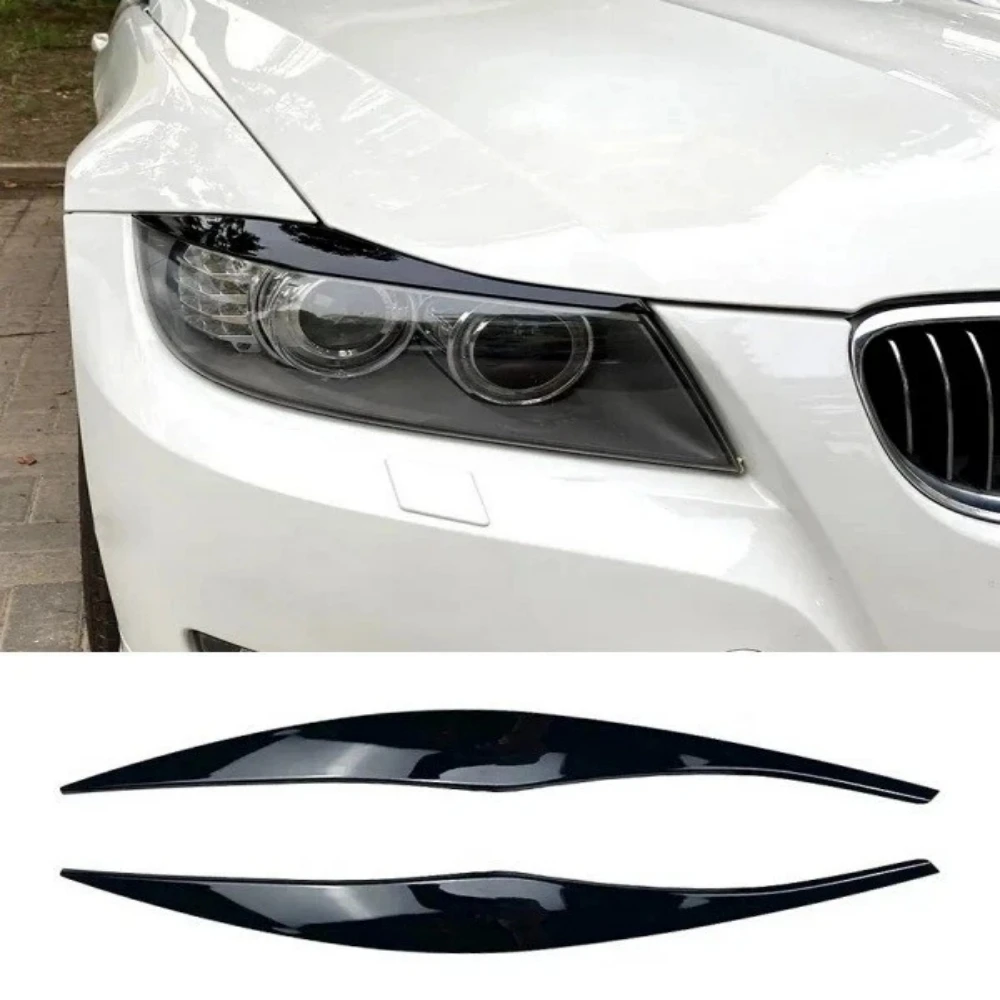 1 paar Auto Scheinwerfer Augenlid Augenbrauen Abdeckung Trim Für BMW E90 E91 3 Serie 2005-2012 Glänzend Schwarz scheinwerfer Augenbrauen