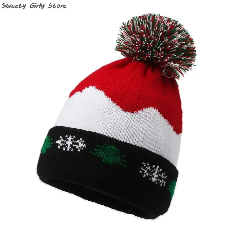 Christmas Party Beanies Hat Pompom Hairball Santa Claus Hats Winter Warm Caps New Year Decorations Cosplay Knit Cap Beanies