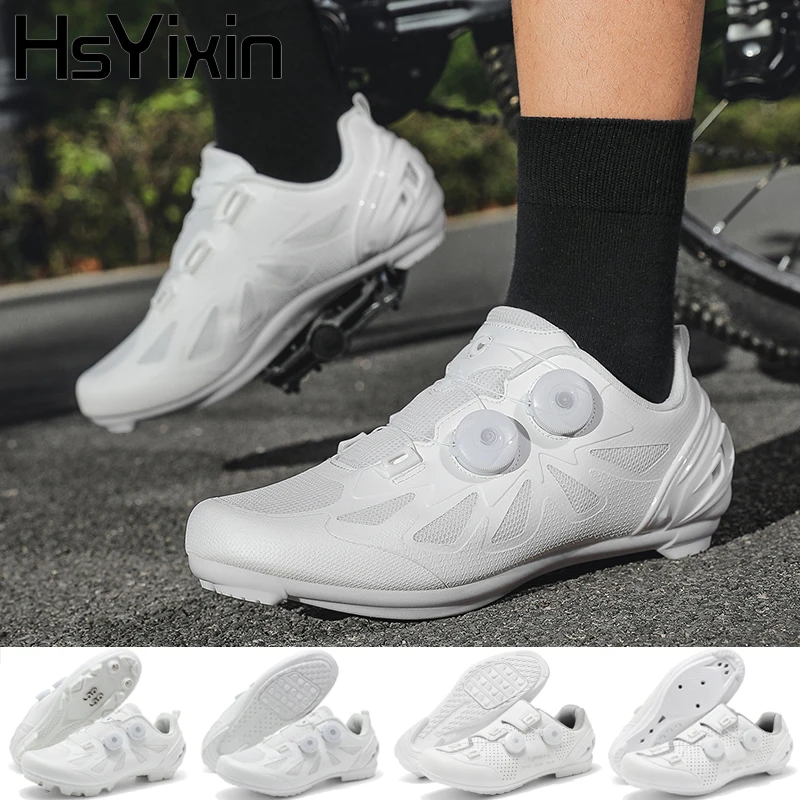 

2025 New Unisex White Cycling Shoes Road Bike Non-slip Breathable SPD Flat MTB Bicycle Sneakers for Men And Women