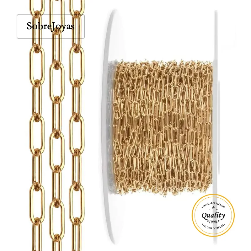 

Плоская цепочка с позолотой 14 карат 2,5x6,5 мм, минималистичное незавершенное ожерелье, Золотая ювелирная цепочка, ожерелье для изготовления ювелирных изделий