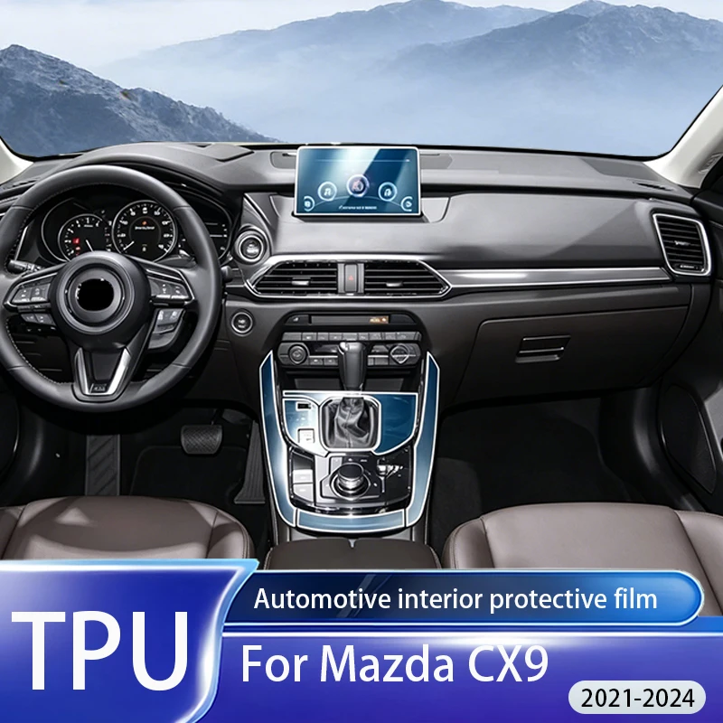 Fit for Mazda CX9 2022-2024 Clear TPU PPF Gear Center Console Anti Scratch Interior Decor Full Protect Accessory Stickers