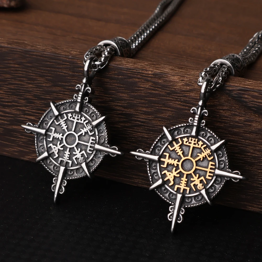 

Vintage Viking Compass Vegvisir Necklace for Men Stainless Steel Nordic Odin Amulet Pendant Male Scandinavian Jewelry Gift