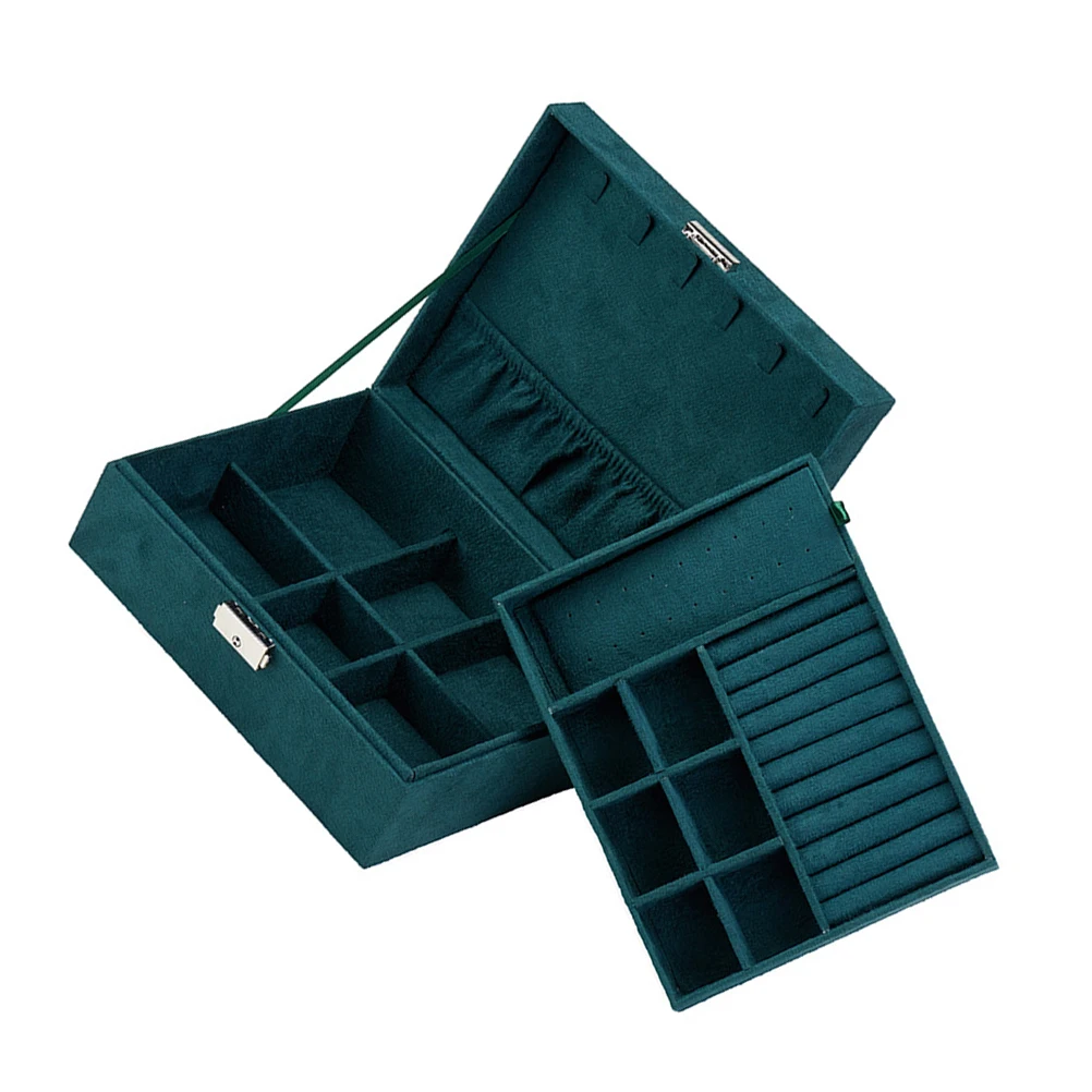 Double Layer Travel Jewelry Organizer Box Portable Lightweight Jewelry Storage Case for Earrings Rings Necklaces