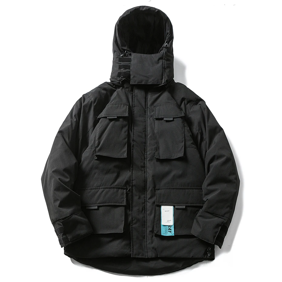 Men's Winter Jackets Thicken Warm Parkas Coats Multi Pockets Mask Caps Padded Jackets Man Winter Parkas Outwear