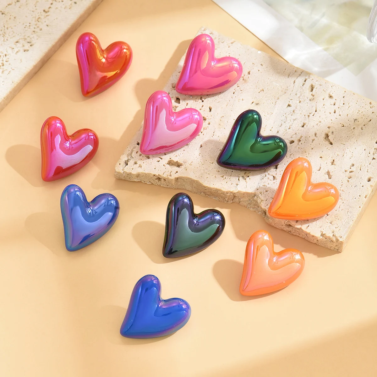 Shine Cute marine Heart Earrings New Trend Boho atomic Love Heart Stud Earrings Fashion Jewelry For Women