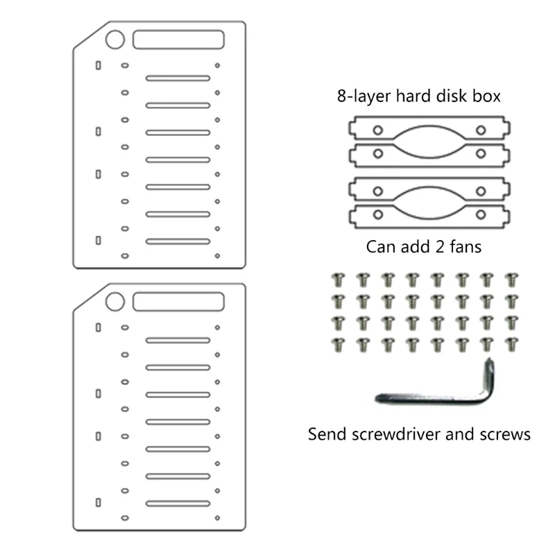 Hard Drive Bracket for 3.5in HDD SSD DIY Storage Acrylic Rack Shelf Cooling Fan