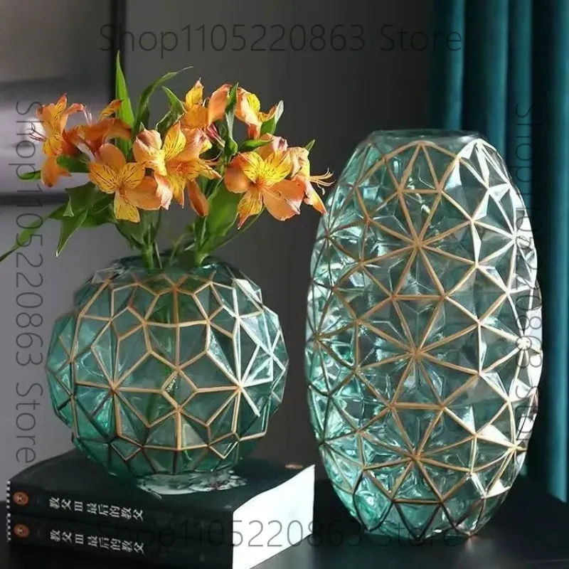 Light Luxury Nordic Glass Vase Living Room Decoration Flowers Arrangement Creative Flower Vase Home Decoration Accessories