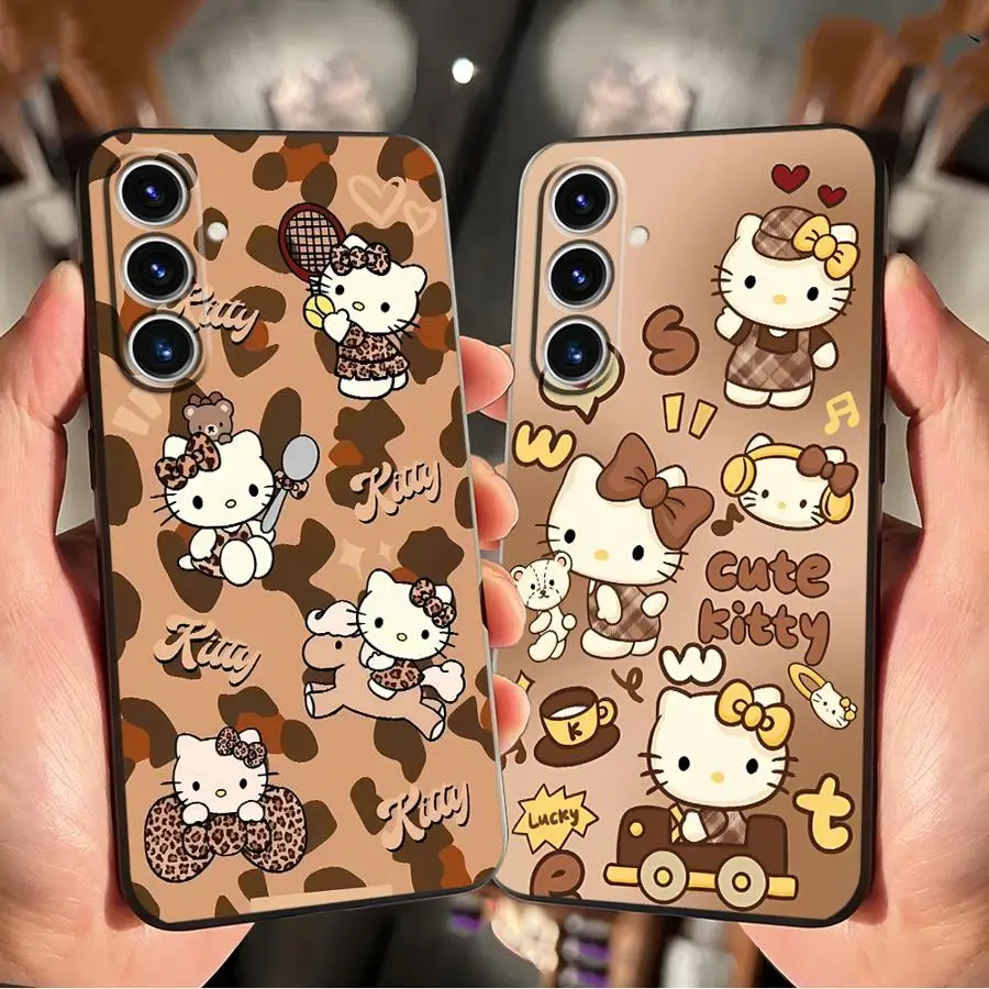 เคสสำหรับซัมซุง กาแลคซี่ เอส 20 เอส 21 เอฟอี เอส 25 เอดจ์ เอส 24 พลัส เอส 23 อัลตร้าสีดำเคสโทรศัพท์แบบนิ่มน่ารักซานริโอ เฮลโล คิตตี้