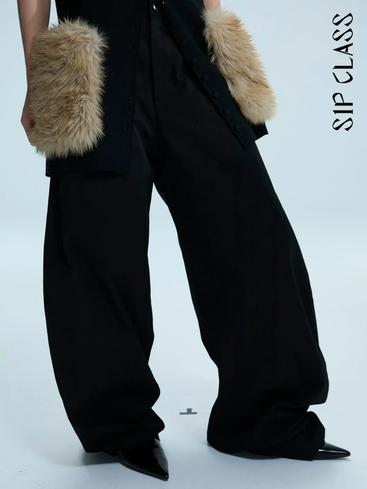 

Bla Asymmetrical Wide Leg Pants Women's Loose Fit Autumn High Waist Cotton Casual Trousers Ele Draped Knife Pants