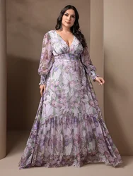 TOLEEN-Vestidos largos de vacaciones para mujer, manga acampanada, cuello en V profundo, dobladillo con volantes, talla grande, Primavera/Verano, 2024