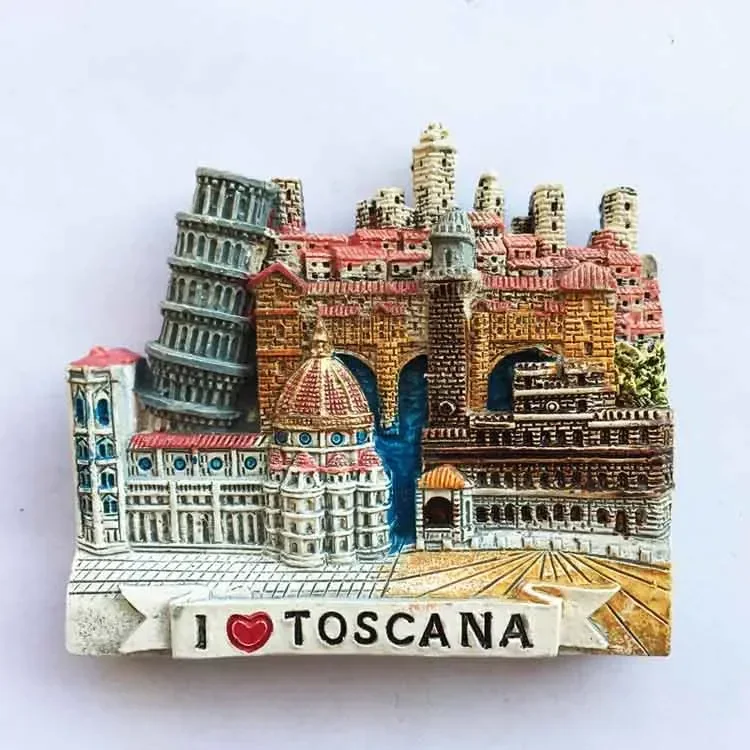 Italy Resin Fridge Magnets Tourism Souvenir Toscana Firenze San Gimignano Siena Venezia Refrigerator Stickers Home Decor Gifts