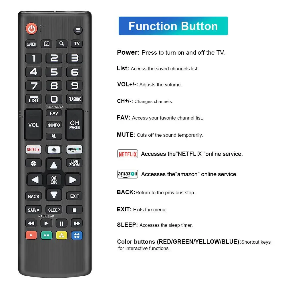 AKB75095307 Universal Remote Control Compatible for LG Smart TV LED OLED LCD UHD HDTV Plasma Magic Webos 3D 4K UHD HDR NanoCell