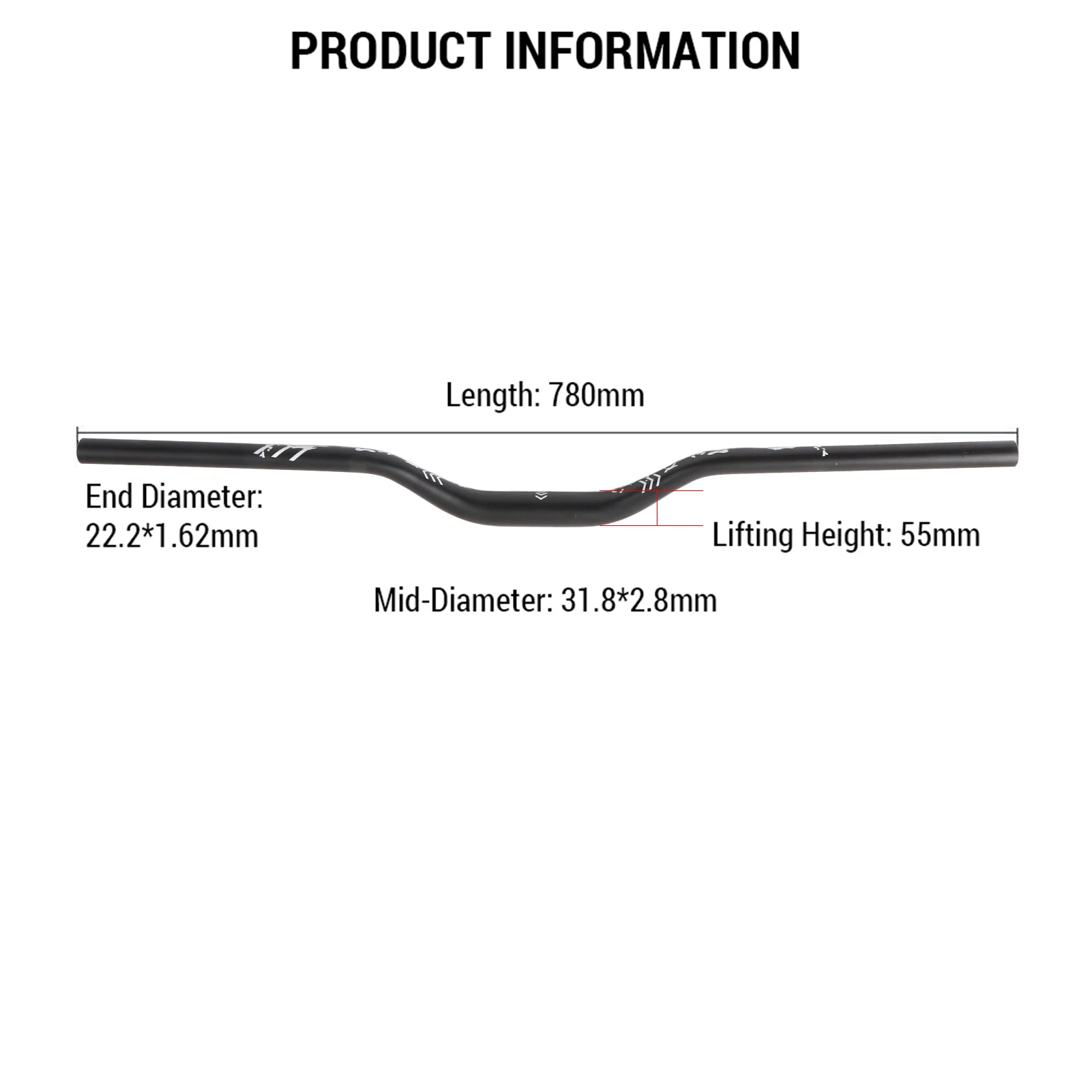 31.8 مللي متر الدراجات الجبلية المقود سبائك الألومنيوم الناهض المقود 55 مللي متر ارتفاع 780 مللي متر طول الدراجات بار مع سطح ماتي