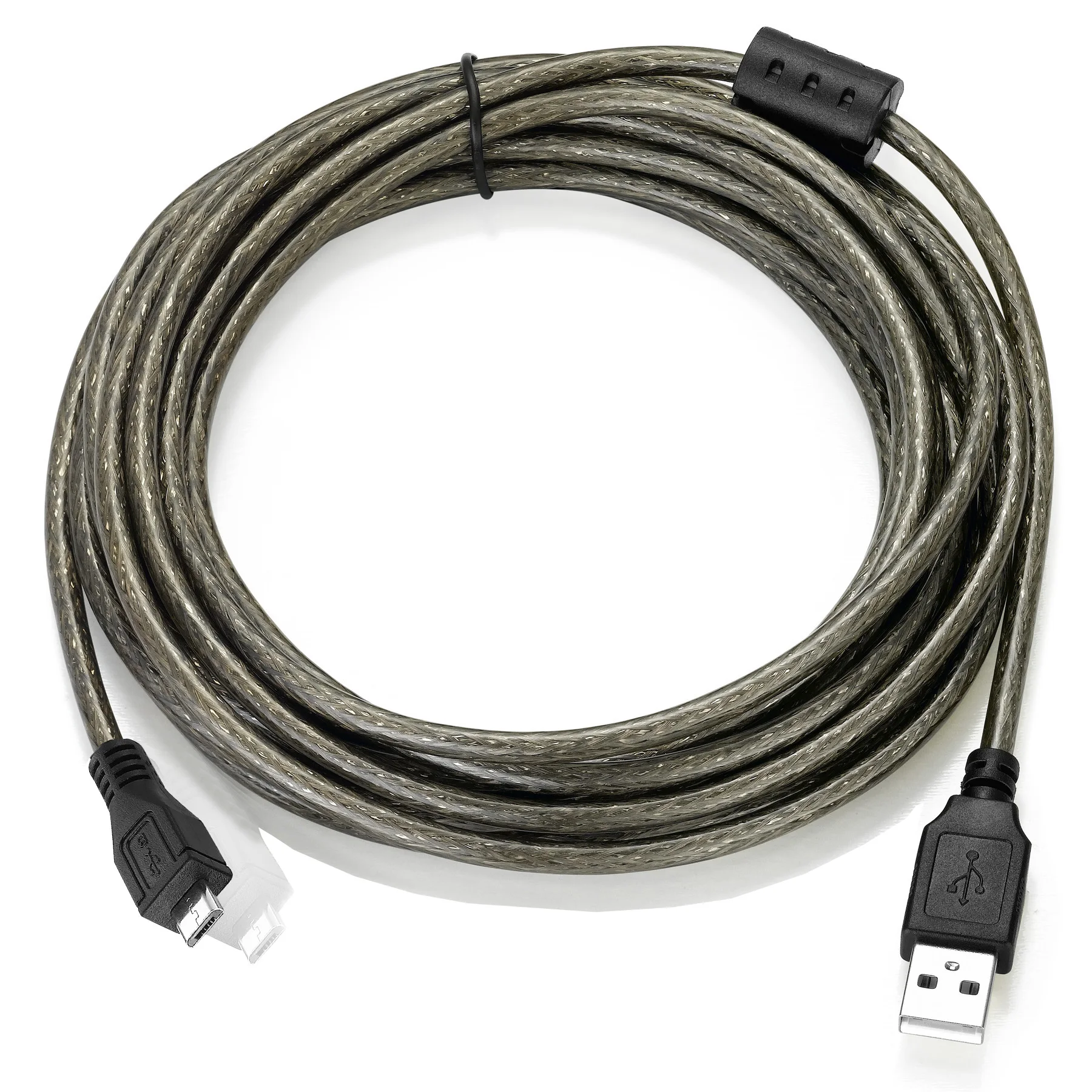 Bochara Micro USB 2.0 kabel danych USB-A do podwójne ekranowanie Mirco-B (folia + pleciony) przezroczysty czarny 1.5m 3m 5m 10m