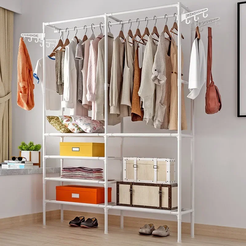 Heavy Duty Floor Standing Coat Rack Metal Clothes Hanger With Storage Base Portable Wardrobe Organizer For Hallway Entryway