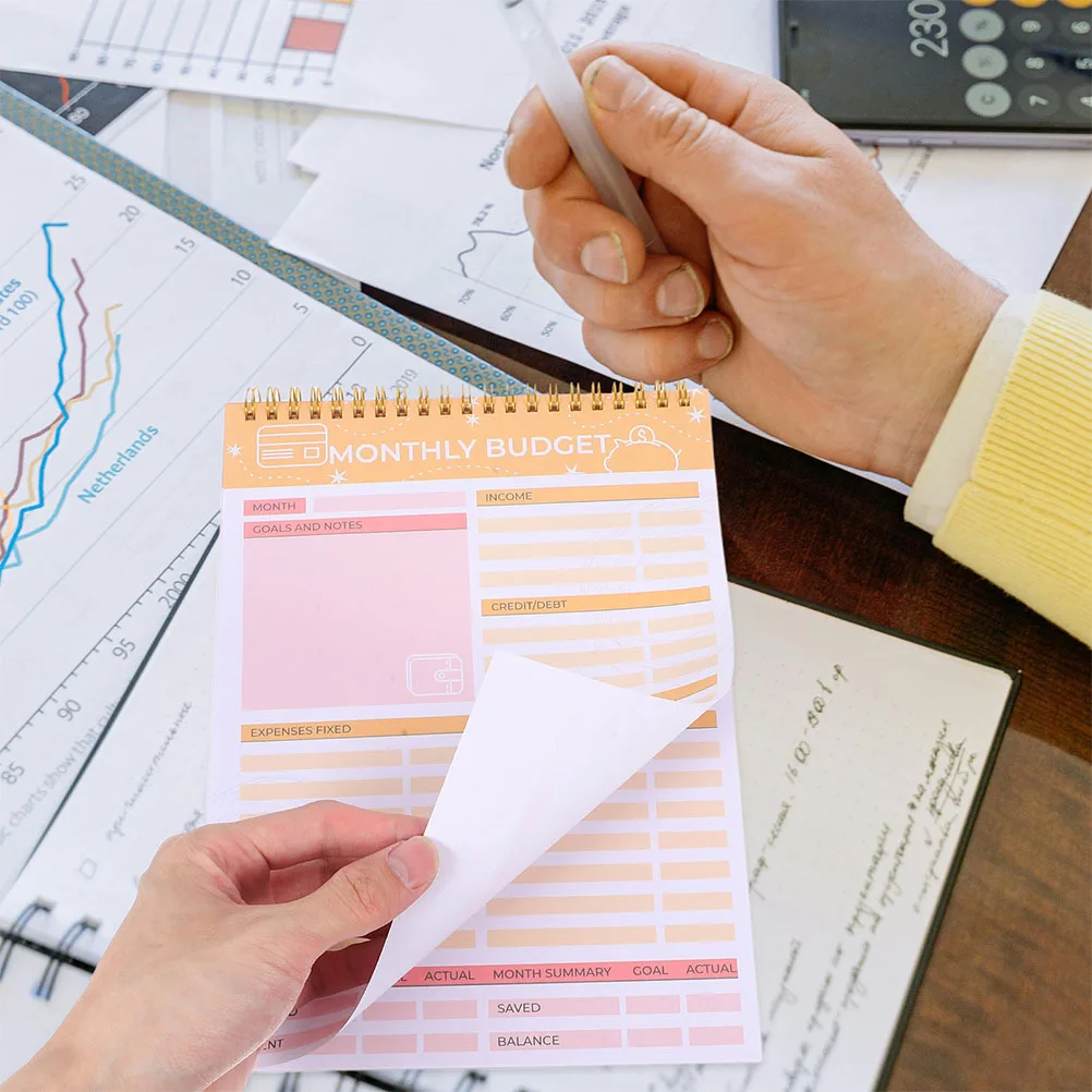 2 قطعة ورق دفتر ملاحظات حلزوني مجلة مالية لتتبع الفواتير الشهرية وإدارة النفقات وتوفير المال #6