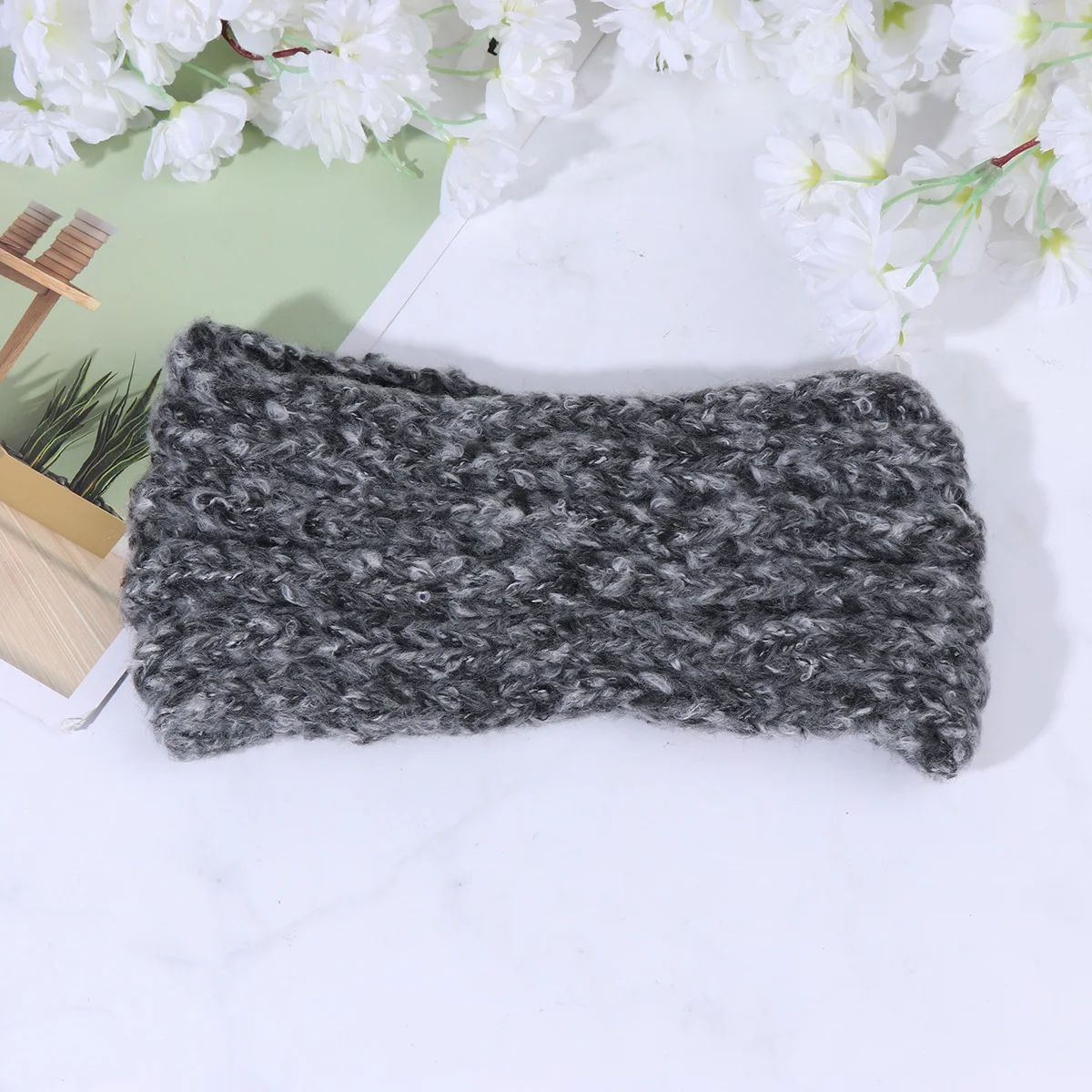

1Pcs Wide Woolen Headband Black Design Warm Winter Hair Hoop Party Fashion Headdress for Women Girls Woolen Headband