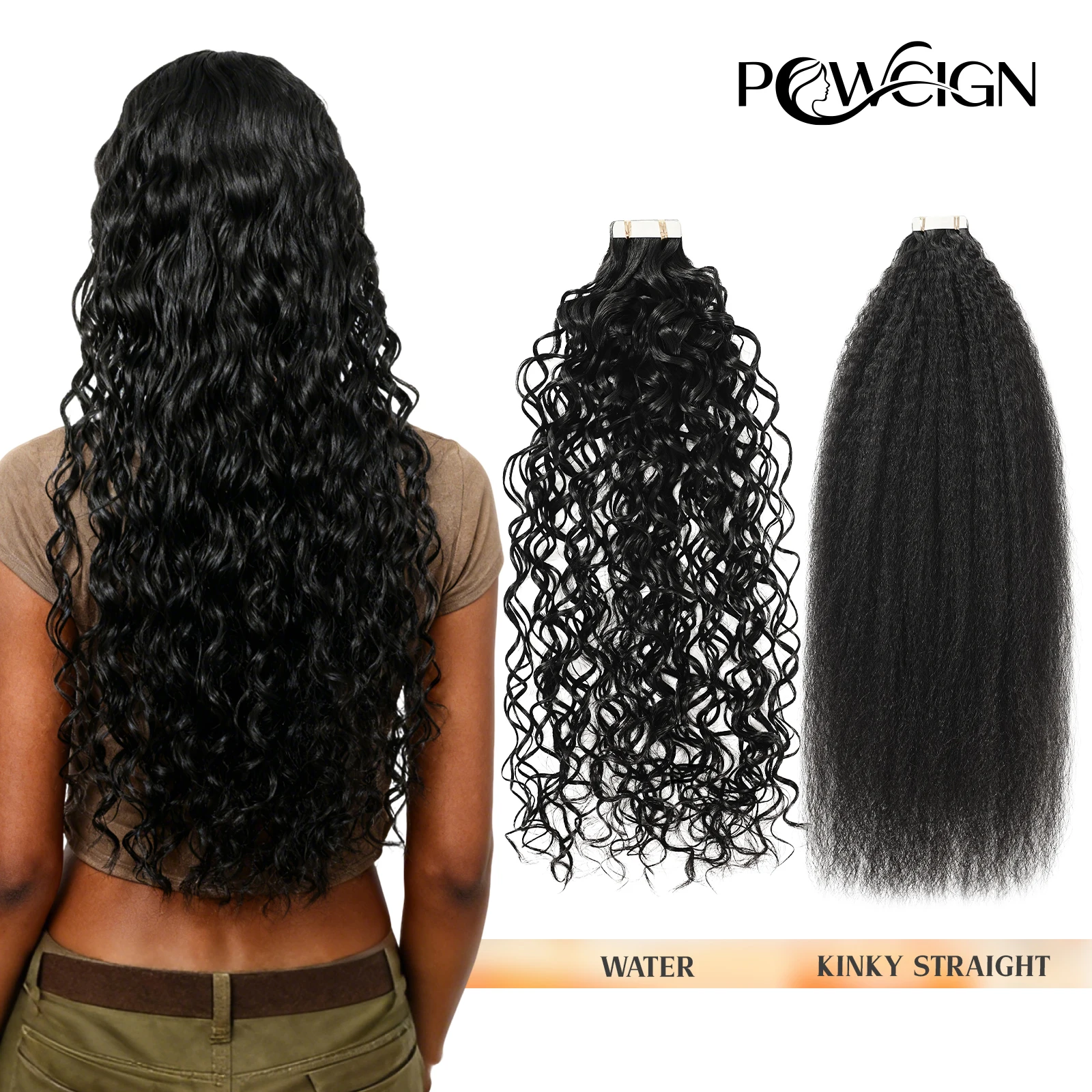 12A شريط ماء في الشعر التمديد شعر الإنسان غريب مستقيم ريمي الشعر البشري 20 قطعة شعر مستعار بشري طبيعي الشريط في التمديد #1