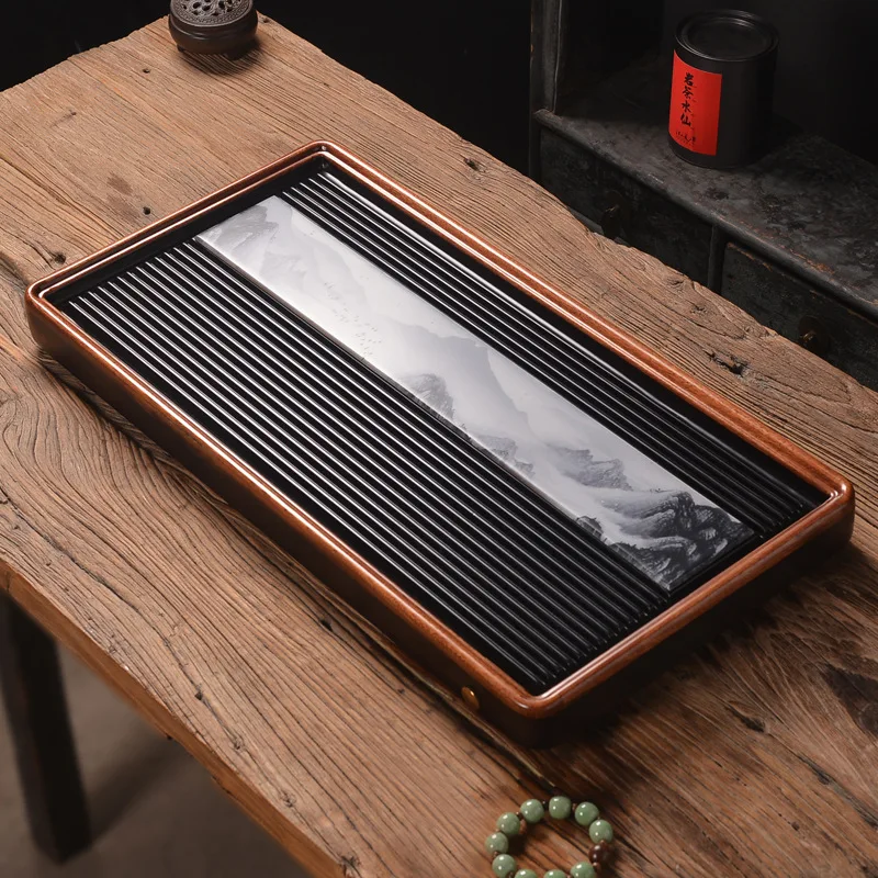 Bakelite Tea Tray Full Plate Whole Material Rosewood Solid Wood Can Be Installed Electric Stove Frame Chinese Kung Fu Tea Set