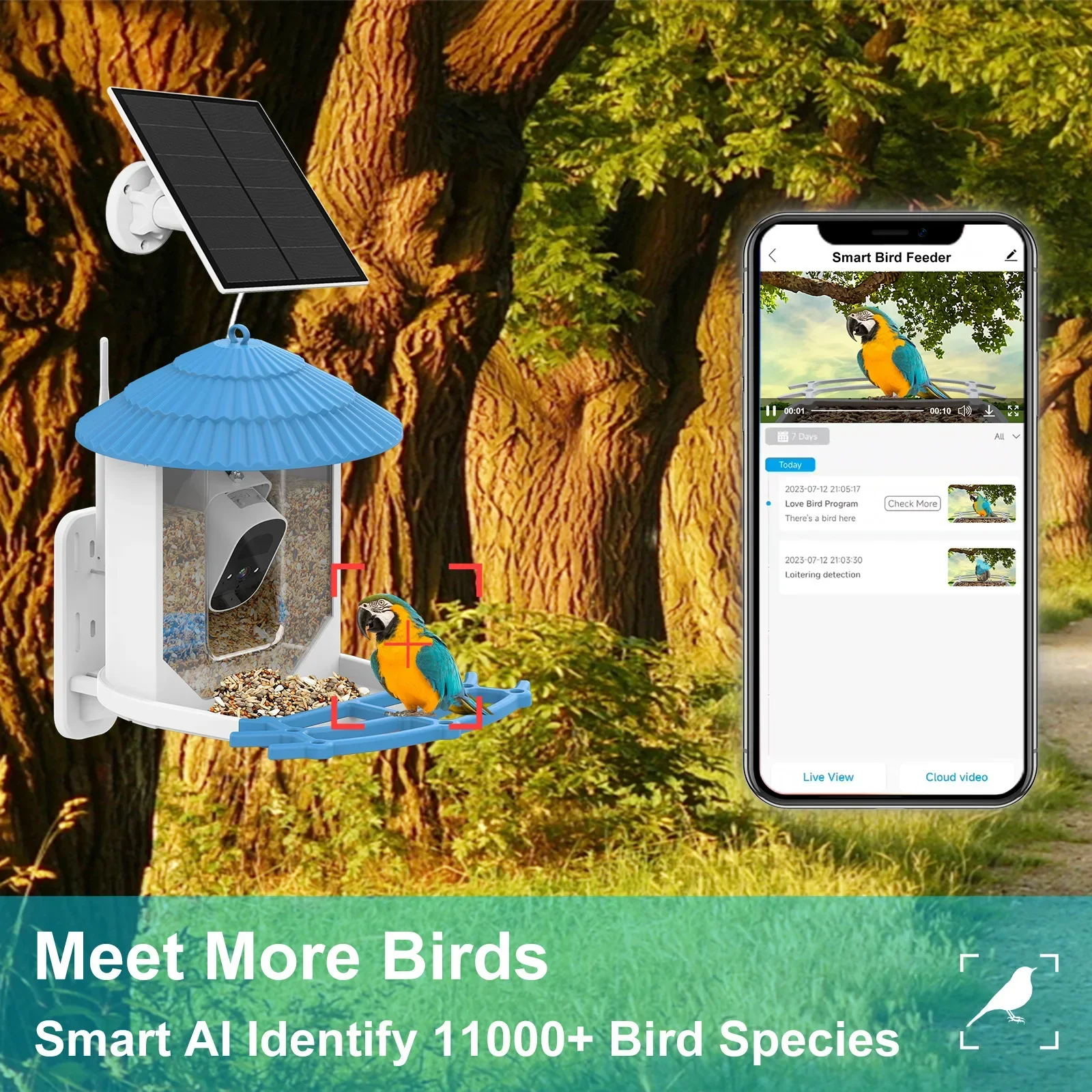 Smart Bird Feeder Camera 2.5K HD AI Bird Recognition Solar Bird With Waterproof Storage Automatic Feeders Can Be Customized