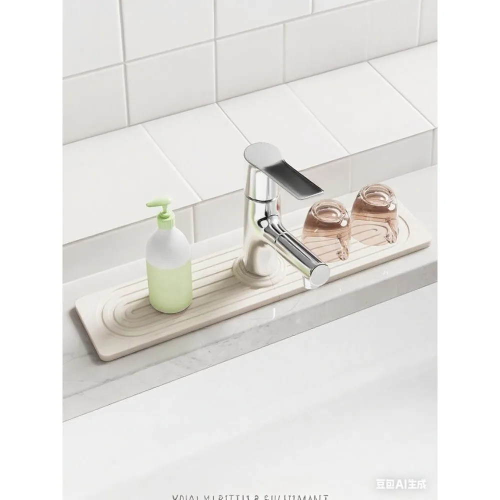 

Simple silicone faucet drain pad bathroom kitchen non-slip soap rack mouth cup water countertop storage pad