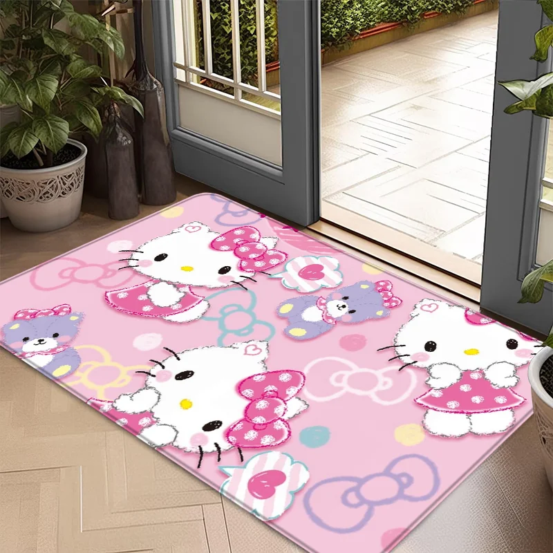 H Hello K Kitty Bedroom Mats House Entrance Mat Washable Non-slip Kitchen Rug Balcony Room Rugs Carpet Home Foot Bath Door Floor