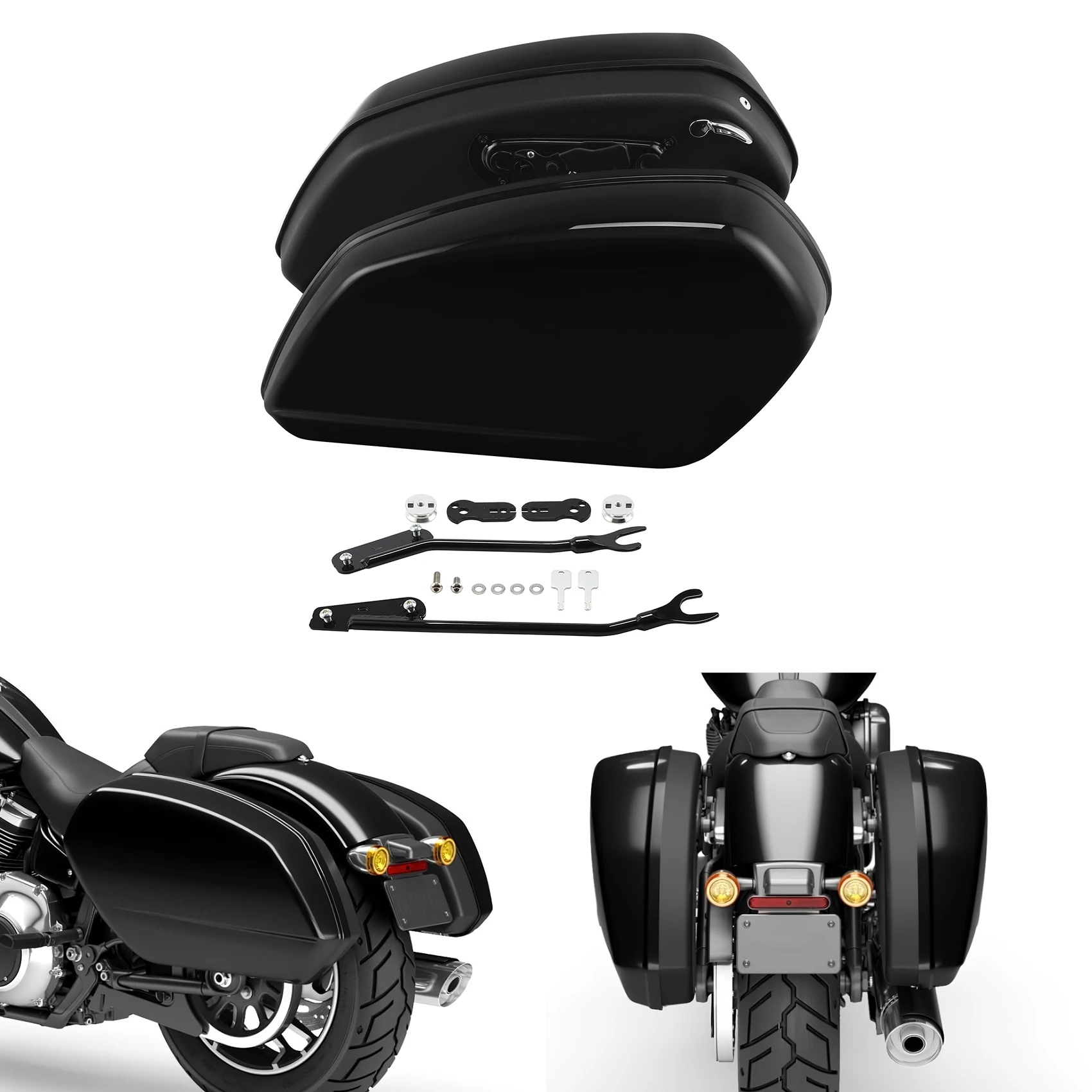 

Motorcycle Black Saddlebag Saddle Bags Docking Kit For Harley Sport Glide FLSB 2018-2025