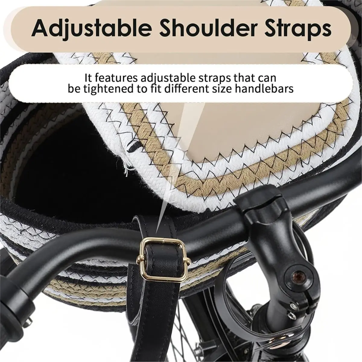 

AD10 Bike Basket Front, Woven Bicycle Baskets for Adult Bikes, Rustic Detachable Handlebar Basket with Lid, Adjustable Straps