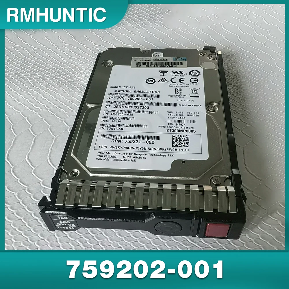 HDD สำหรับ HP 300G 15K SAS 12G 2.5 "ฮาร์ดดิสก์759202-001 759202-002 ST300MP0005